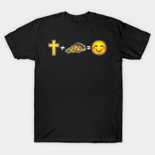 Christ plus Ham and Pineapple Pizza equals happiness Christian T-Shirt